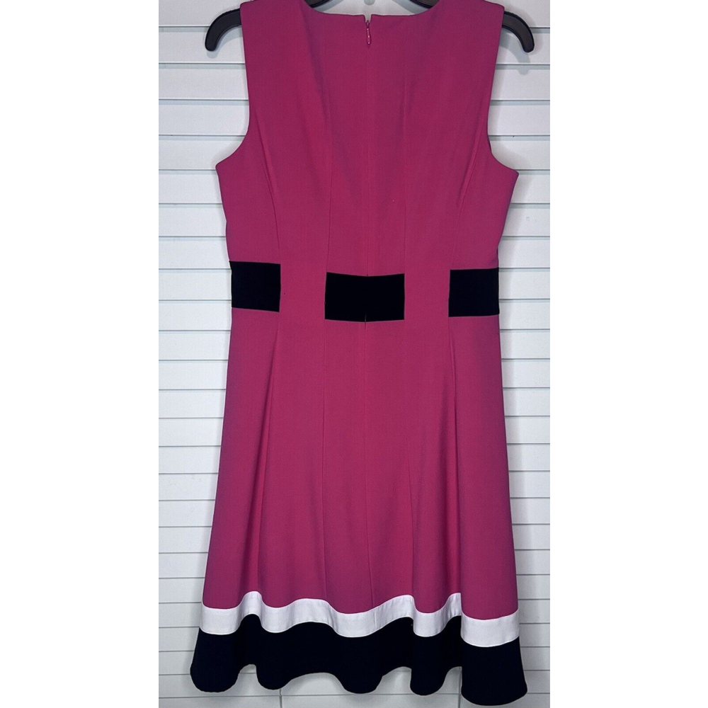 CALVIN KLEIN 8 Salmon Red Fit & Flare Sleeveless Belted Dress